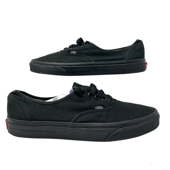 Vans Mens 9 Authentic Low-Top Casual Sneakers Black Canvas Shoes - Picture 2 of 13